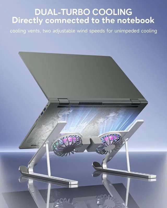 Alt view image 2 of 6 - Laptop Stand with Open Cooling Design, Aluminum Notebook Stand with Height Adjustment, 10KG Capacity, for Gaming & Work, 10-17 Inch Compatible