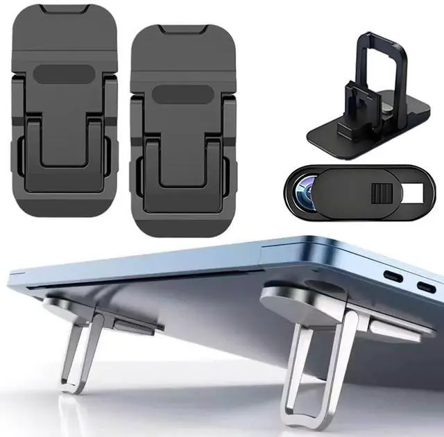 Main image of 2PCS Laptop Stand Portable,Adjustable Laptop Riser, Ergonomic Cooling Mini Invisible Notebook Stand Riser for Desk Computer Keyboard MacBook (Black)