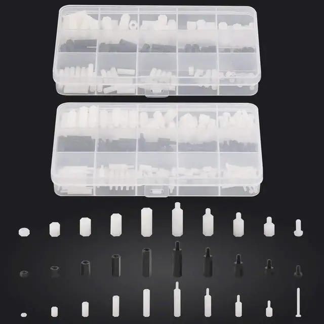 Alt view image 7 of 7 - 360pcs M2 M3 M4 Male Female Nylon Hex Spacer Standoff Screw Nut Assortment Kit
