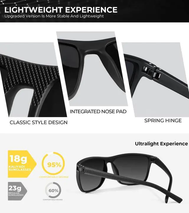 Alt view image 4 of 7 - Mens Sun-Glasses Polarized Sunglasses-Men: Classic Sunglasses with Ultraviolet Protection for Driving Fishing Golf