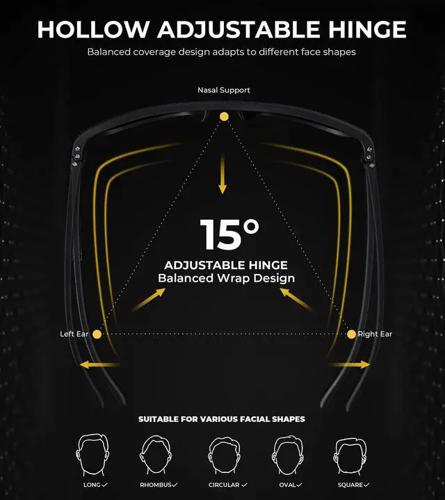Alt view image 6 of 7 - Polarized Sunglasses Men, Lightweight Mens Sunglasses Polarized UV Protection Driving Fishing Golf (Black/Black/Black)