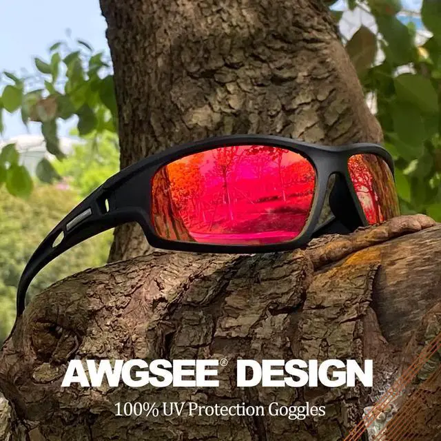 Alt view image 2 of 6 - Polarized Sports Sunglasses for Men 100% UV Protection Wrap Around Unbreakable Sun Glasses for Fishing Driving