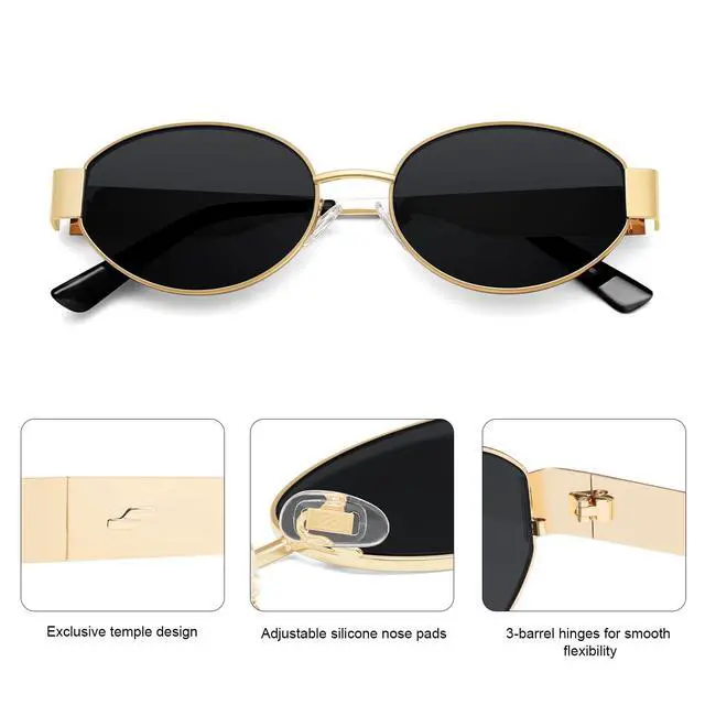 Alt view image 5 of 7 - Retro Oval Sunglasses for Women Trendy Classic 80s 90s Shades SJ1256