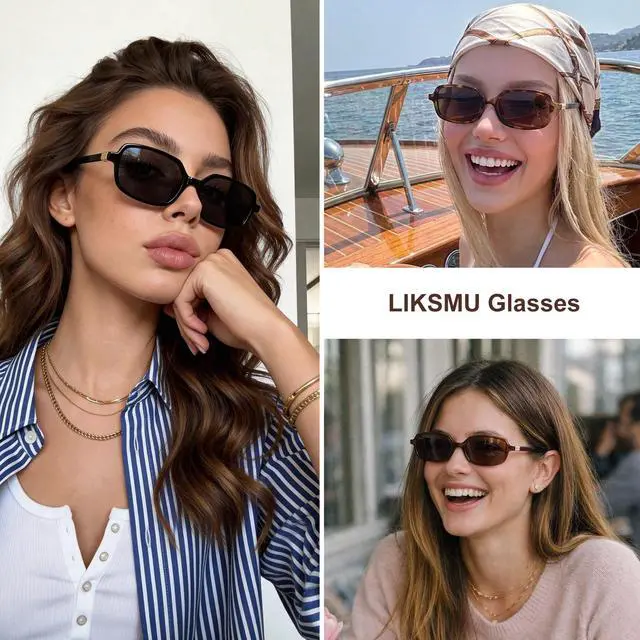Alt view image 3 of 5 - Trendy Rectangle Sunglasses Women Retro Y2K Fashion 90s Shades 3pack