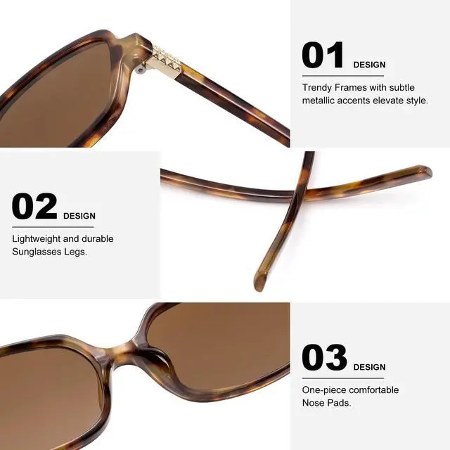 Alt view image 5 of 5 - Trendy Rectangle Sunglasses Women Retro Y2K Fashion 90s Shades 3pack