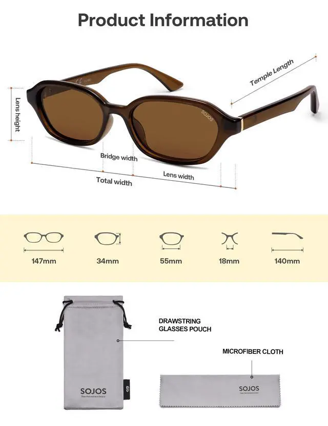 Alt view image 5 of 5 - Retro Rectangle Polarized Sunglasses for Women Men SJ2629