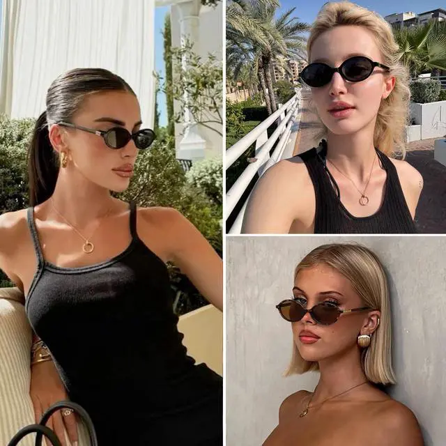 Alt view image 4 of 6 - Retro Oval Sunglasses for Women Vintage 90s Y2K Trendy Sun Glasses