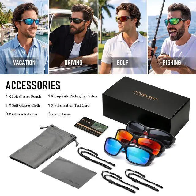 Alt view image 7 of 7 - Sports Polarized Sunglasses For Men UV400 Protection
