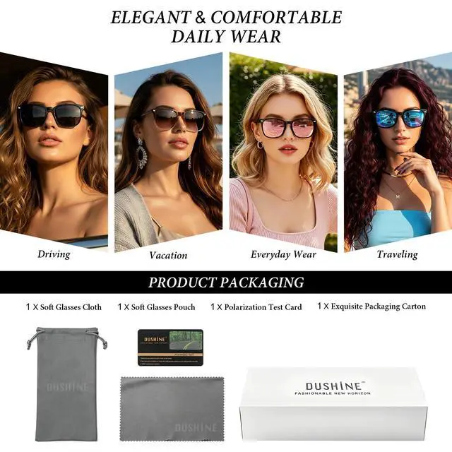 Alt view image 7 of 7 - Polarized Sunglasses for Women Classic Retro Style UV400 Protection