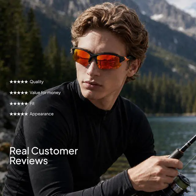 Alt view image 4 of 7 - 3 Pack Polarized Sports Sunglasses for Men, UV Protection Half Frame Sunglasses Comfortable for Running Cycling Driving