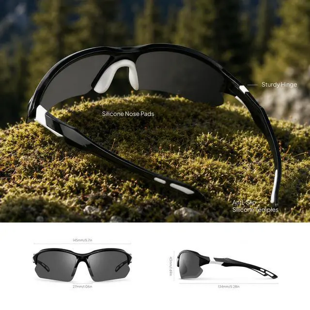 Alt view image 5 of 7 - 3 Pack Polarized Sports Sunglasses for Men, UV Protection Half Frame Sunglasses Comfortable for Running Cycling Driving