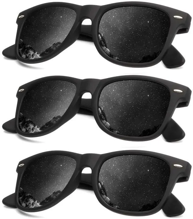 Main image of Polarized Sunglasses for Men and Women Matte Finish Sun glasses Color Mirror Lens UV Blocking (3 Pack)