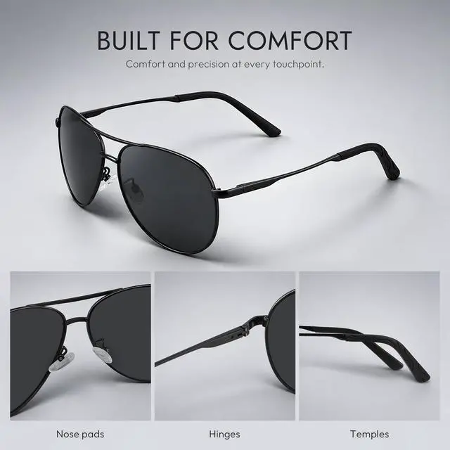 Alt view image 4 of 7 - Polarized Aviator Sunglasses for Men Women UV400 Driving Shades