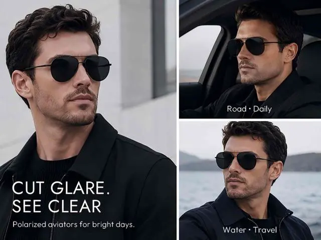 Alt view image 7 of 7 - Polarized Aviator Sunglasses for Men Women UV400 Driving Shades