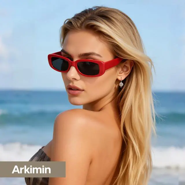 Alt view image 4 of 7 - Rectangle Sunglasses for Womens Men - Trendy Y2k Retro Sun Glasses 90s Vintage Fashion Square Frame UV400 Protection (Black+Leopard)