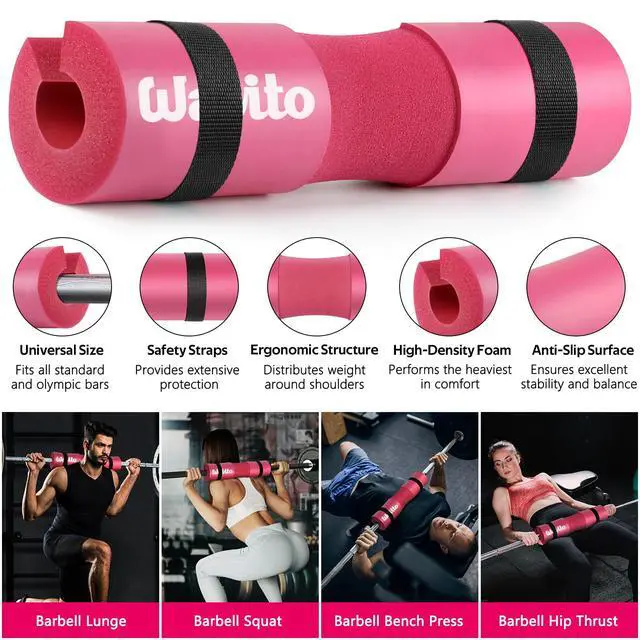 Alt view image 3 of 6 - 8Pcs Barbell Pad Set for Hip Thrust - Squat Pad,Gym Accessories for Women with Bar Bad,Bench Press, with Gym Ankle Straps,Resistance Bands for Working Out,Lifting Strap,Carry Bag (1-Pink)