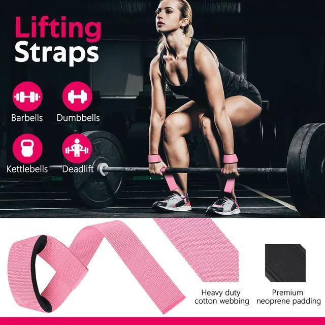 Alt view image 4 of 6 - 8Pcs Barbell Pad Set for Hip Thrust - Squat Pad,Gym Accessories for Women with Bar Bad,Bench Press, with Gym Ankle Straps,Resistance Bands for Working Out,Lifting Strap,Carry Bag (1-Pink)