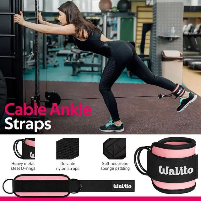 Alt view image 6 of 6 - 8Pcs Barbell Pad Set for Hip Thrust - Squat Pad,Gym Accessories for Women with Bar Bad,Bench Press, with Gym Ankle Straps,Resistance Bands for Working Out,Lifting Strap,Carry Bag (1-Pink)