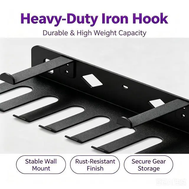 Alt view image 2 of 7 - Heavy Duty Steel Yoga Mat Holder for Home Garage Gym, Workout Equipment Organizer for Resistance Bands, Jump Ropes, Lifting Belts, Foam Rollers, Hula Hoops and Fitness Accessories, Black