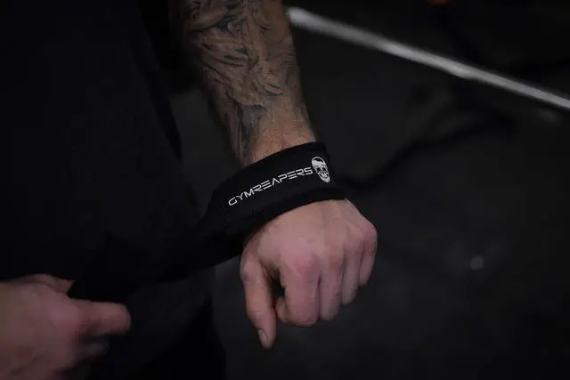 Alt view image 6 of 7 - Lifting Wrist Straps for Weightlifting, Bodybuilding, Powerlifting, Strength Training, & Deadlifts - Padded Neoprene with 18" Cotton (Black)