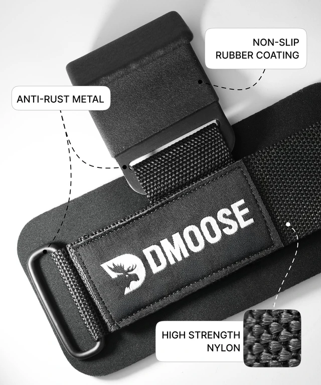 Alt view image 3 of 7 - Weight Lifting Hooks (Pair) for Deadlifts, Pull Ups, Rows & Shrugs - Anti-Rip Nylon Strap Hand Grips with Thick Wrist Padding - Heavy Duty Wrist Straps for Weightlifting & Gym Workouts