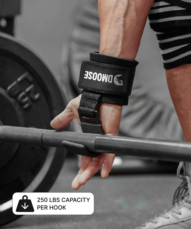 Alt view image 4 of 7 - Weight Lifting Hooks (Pair) for Deadlifts, Pull Ups, Rows & Shrugs - Anti-Rip Nylon Strap Hand Grips with Thick Wrist Padding - Heavy Duty Wrist Straps for Weightlifting & Gym Workouts