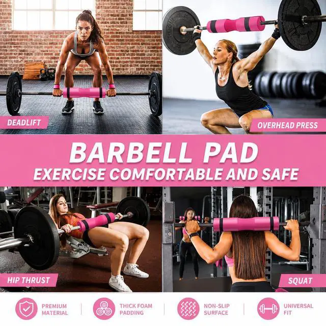 Alt view image 2 of 6 - Barbell Pad Set, 10 Pcs Barbell Squat Pad for Hip Thrusts, Lunges, Leg Day with 2 Gym Ankle Straps, 3 Hip Resistance Bands, 2 Lifting Strap, Barbell Pad and Carry Bag