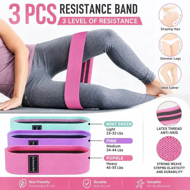 Alt view image 3 of 6 - Barbell Pad Set, 10 Pcs Barbell Squat Pad for Hip Thrusts, Lunges, Leg Day with 2 Gym Ankle Straps, 3 Hip Resistance Bands, 2 Lifting Strap, Barbell Pad and Carry Bag