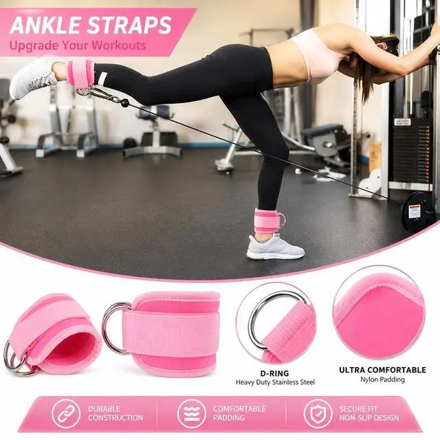 Alt view image 4 of 6 - Barbell Pad Set, 10 Pcs Barbell Squat Pad for Hip Thrusts, Lunges, Leg Day with 2 Gym Ankle Straps, 3 Hip Resistance Bands, 2 Lifting Strap, Barbell Pad and Carry Bag