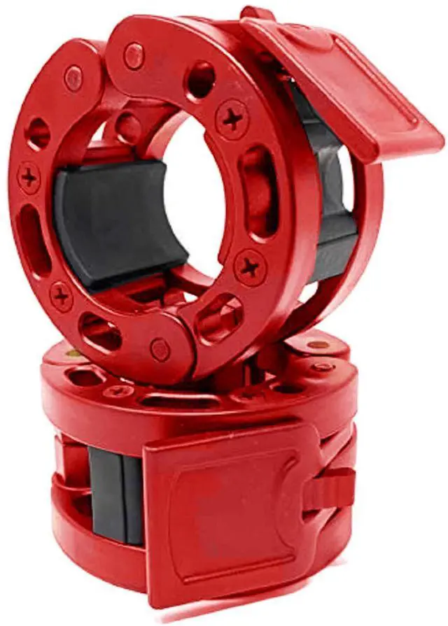 Main image of Olympic Barbell Clamps Collars Quick Release Pair of Locking Weight Clips Fit 2 Inch Barbell for Weightlifting Red