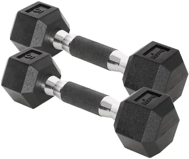 Main image of Dumbbell Hex - Rubber Grip - 5lbs - Pair