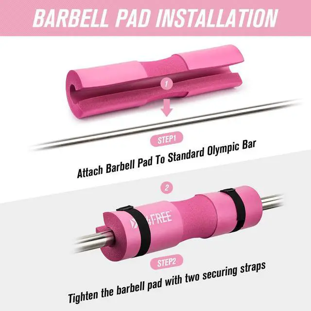 Alt view image 6 of 6 - 9Pcs Barbell Pad Set for Squat, Hip Thrusts, Lunges, Leg day, Standard Olympic Bars with 2 Gym Ankle Safety Straps, 3 Hip Resistance Bands, 2 Lifting Strap, Barbell Pad, and Carry Bag (Pink)