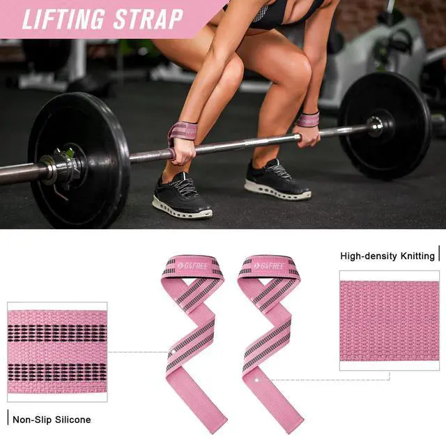 Alt view image 3 of 6 - 9Pcs Barbell Pad Set for Squat, Hip Thrusts, Lunges, Leg day, Standard Olympic Bars with 2 Gym Ankle Safety Straps, 3 Hip Resistance Bands, 2 Lifting Strap, Barbell Pad, and Carry Bag (Pink)