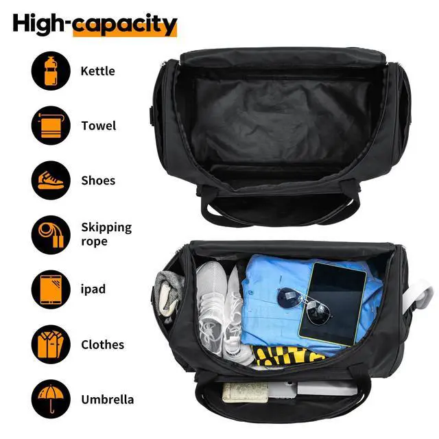 Alt view image 3 of 6 - Gym Bag for Men & Women - 50L Large Duffle Bag for Travel, Black