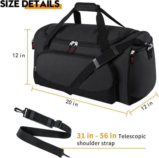 Alt view image 4 of 6 - Gym Bag for Men & Women - 50L Large Duffle Bag for Travel, Black