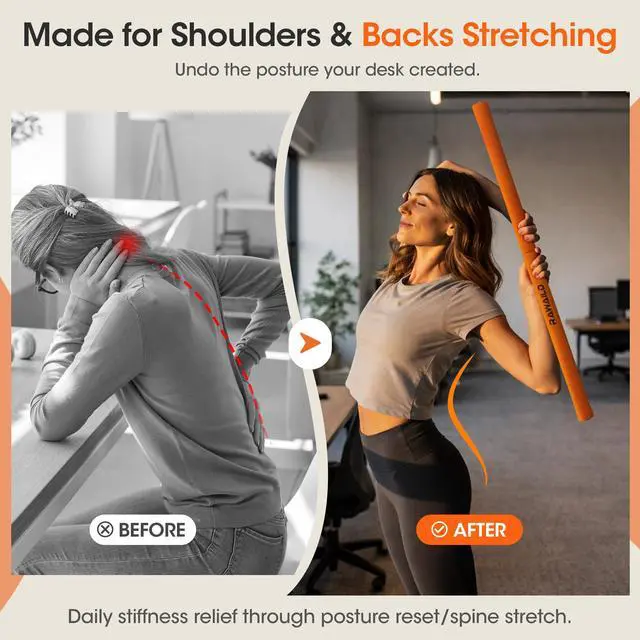 Alt view image 3 of 7 - Yoga Stick, Upgraded 5ft Sturdy Steel Mobility Stick, Adjustable Exercise Equipment for Stretching, Flexibility & Balance, Physical Therapy & Posture Correction, Shoulder & Back Relaxation