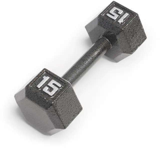 Main image of 15lb Cast Iron Hex Dumbbell, Single, IV-2015