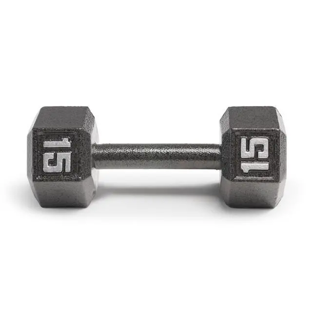 Alt view image 6 of 6 - 15lb Cast Iron Hex Dumbbell, Single, IV-2015