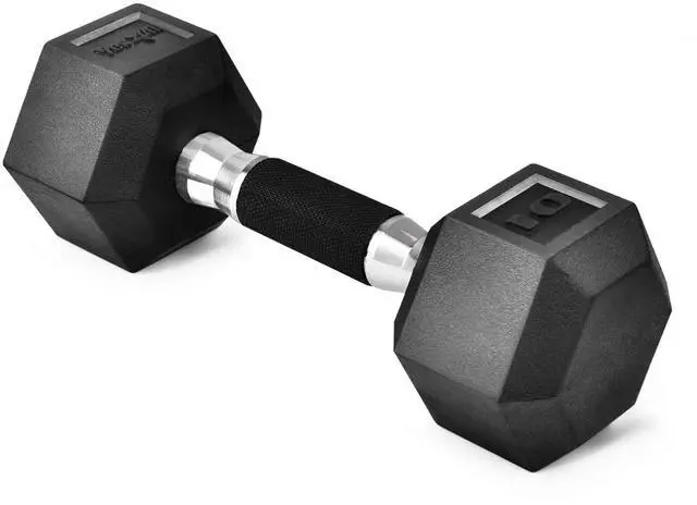 Main image of Hex Dumbbell Rubber Grip - Heavy Weight Dumbbell - 10lbs