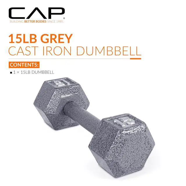 Alt view image 2 of 7 - Barbell Cast Iron Hex Dumbbell, Single, 15 lb