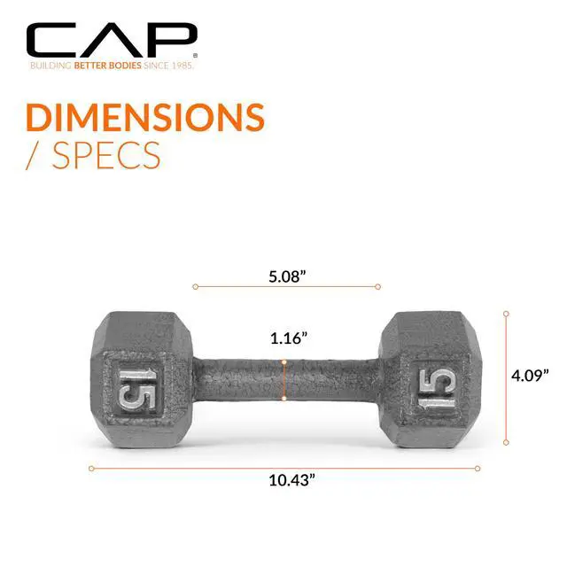 Alt view image 4 of 7 - Barbell Cast Iron Hex Dumbbell, Single, 15 lb