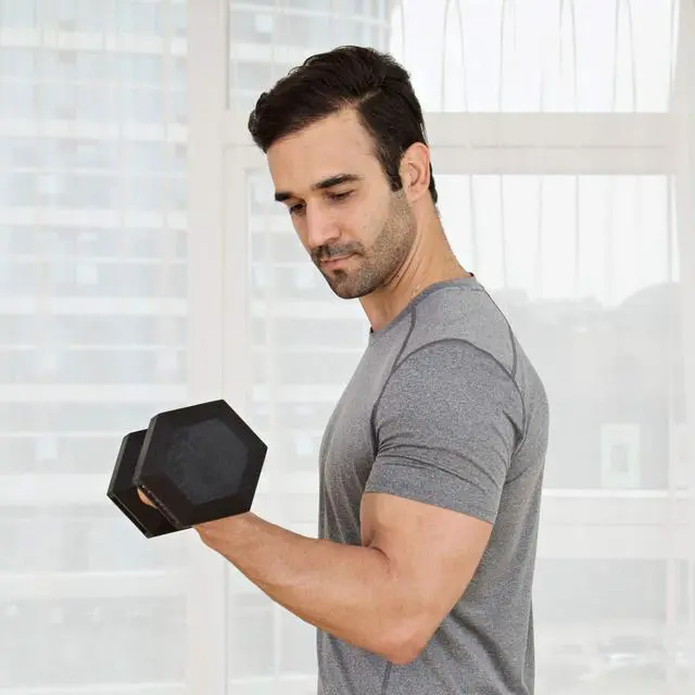 Alt view image 7 of 7 - Rubber Hex Dumbbell Single, Knurled Grip Free Weight for Men & Women, Strength & Cardio Training Home Gym Workout-10lb