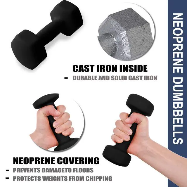 Alt view image 5 of 6 - Home Gym Equipment Workouts Strength Training Weight Loss Pilates Weights Yoga Sets Weights for Women, Men, Seniors and Youth, 4LB Black, Pair