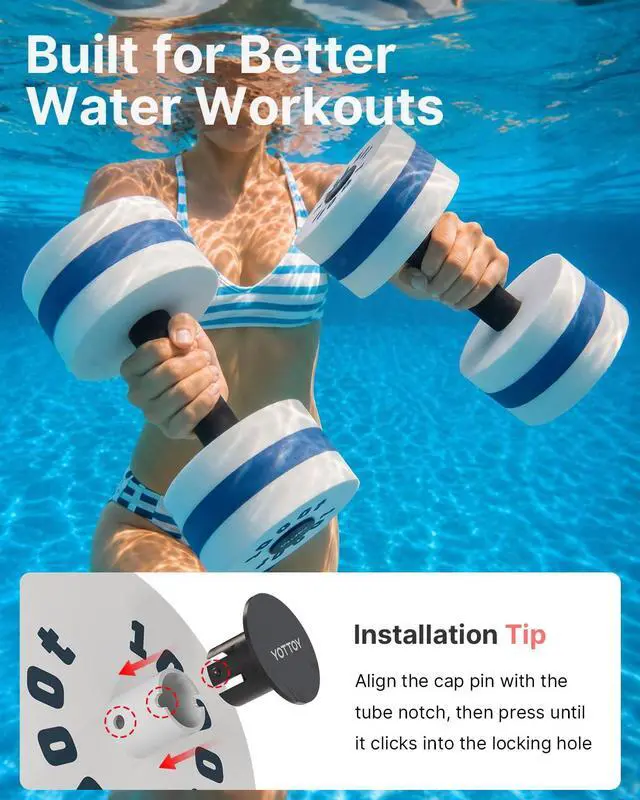 Alt view image 3 of 7 - Water Dumbbells for Pool Exercise,Foam Aquatic Dumbbells for Water Aerobics,Resistance Training & Physical Therapy,Pool Weights for Water Workouts,Aqua Fitness,Set of 2 (White)
