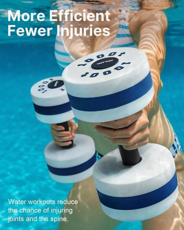 Alt view image 4 of 7 - Water Dumbbells for Pool Exercise,Foam Aquatic Dumbbells for Water Aerobics,Resistance Training & Physical Therapy,Pool Weights for Water Workouts,Aqua Fitness,Set of 2 (White)