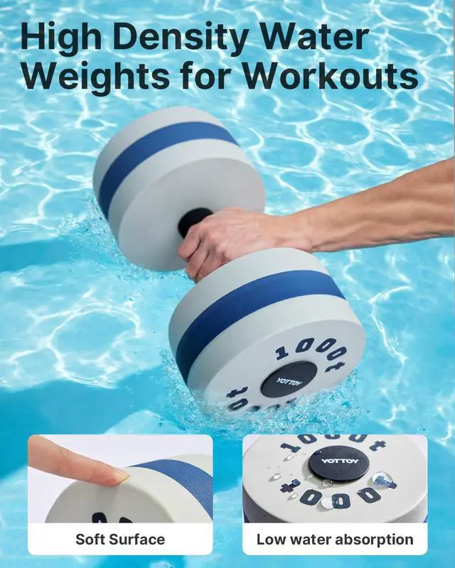 Alt view image 5 of 7 - Water Dumbbells for Pool Exercise,Foam Aquatic Dumbbells for Water Aerobics,Resistance Training & Physical Therapy,Pool Weights for Water Workouts,Aqua Fitness,Set of 2 (White)