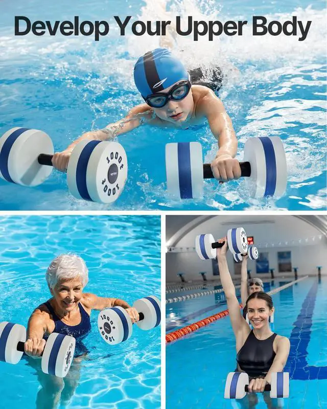 Alt view image 7 of 7 - Water Dumbbells for Pool Exercise,Foam Aquatic Dumbbells for Water Aerobics,Resistance Training & Physical Therapy,Pool Weights for Water Workouts,Aqua Fitness,Set of 2 (White)