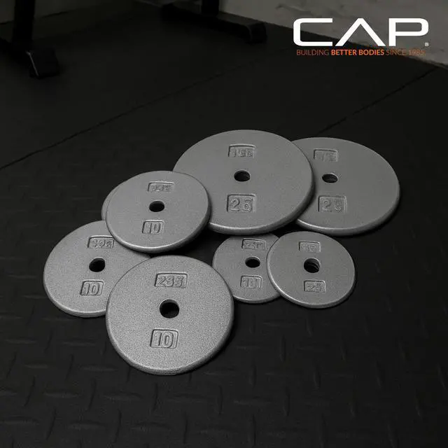 Alt view image 5 of 5 - Barbell Cast Iron Standard 1-Inch Weight Plate Set Barbell Weights for Home Gym, Strength Training, and Weightlifting, 1.25 lb Set of 6, Black