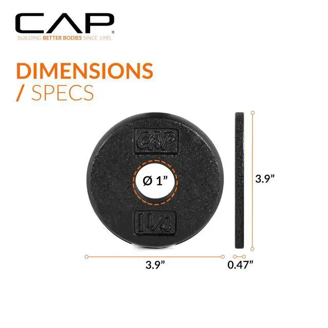Alt view image 4 of 5 - Barbell Cast Iron Standard 1-Inch Weight Plate Set Barbell Weights for Home Gym, Strength Training, and Weightlifting, 1.25 lb Set of 6, Black
