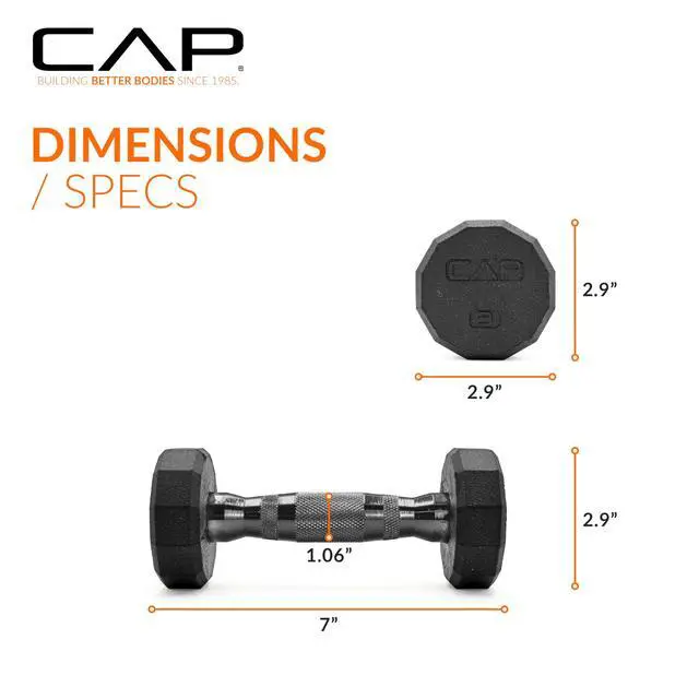 Alt view image 4 of 7 - 3lb Rubber Coated 12-Sided Dumbbell, Black Grip, Free Weights, Pair